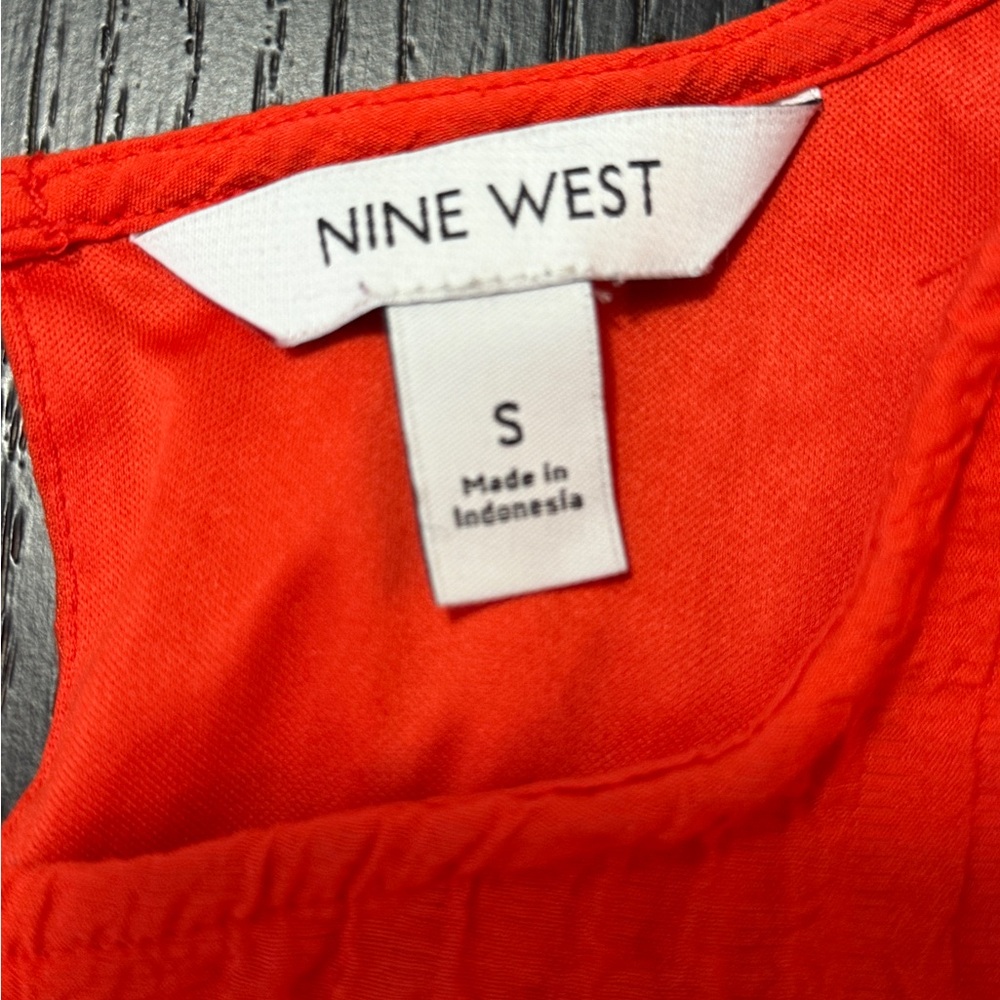 Nine West Pumpkin Orange Textured Sleeveless Midi Dress Size S - Picture 6 of 9